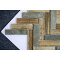 France Style Heat Insulation Chevron Glass Mix Stone Mosaic Tile